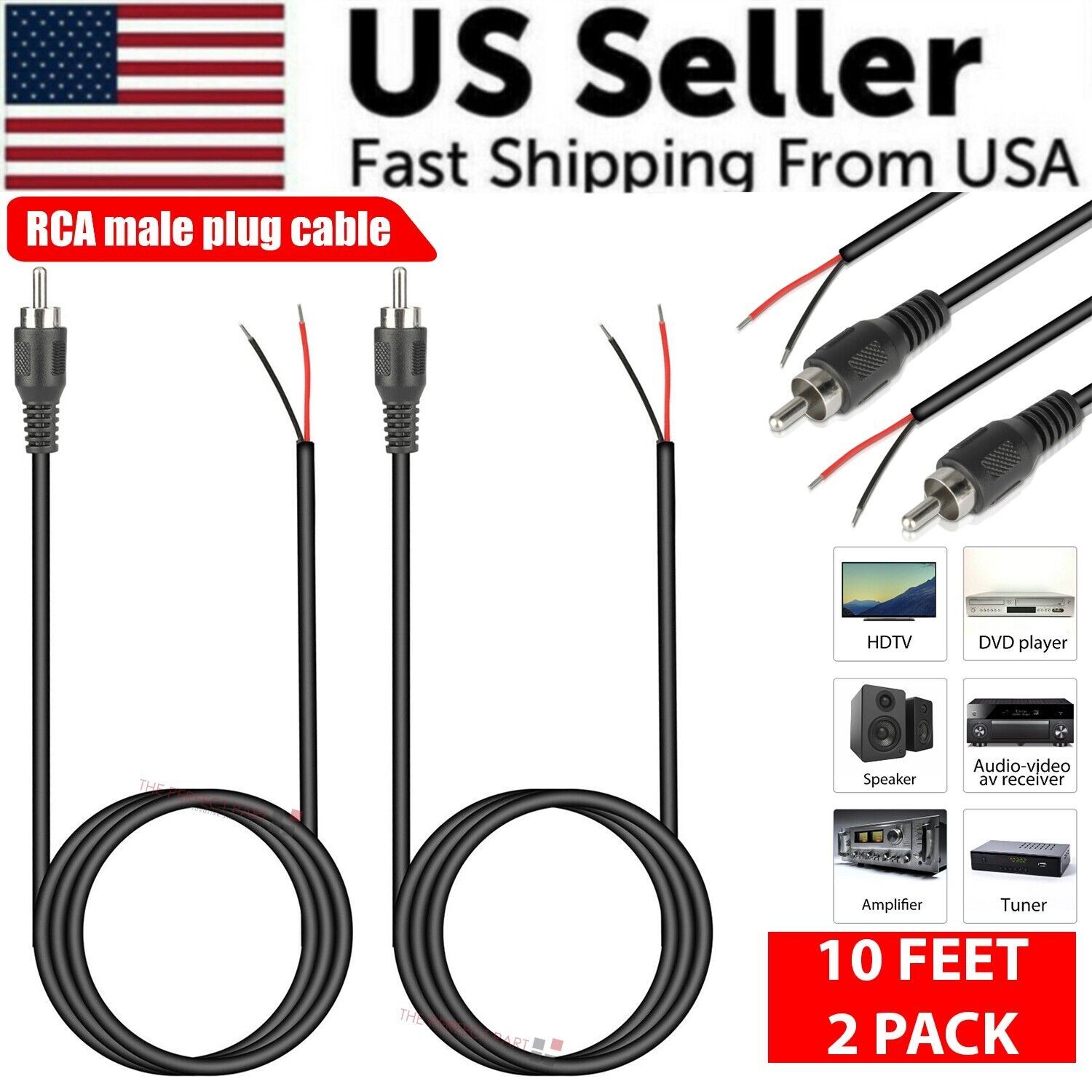 Home Cinema Beamer - 2-Pack Kabel Audio Speaker 10ft dengan