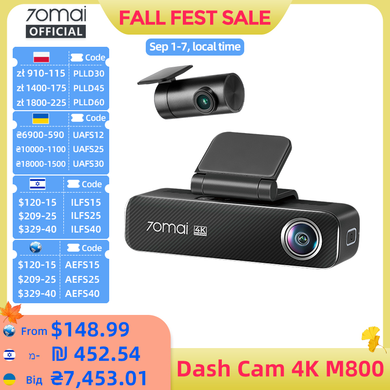 Home Cinema Blu Ray Sony - 70mai Dash Cam 4K M800 2160P