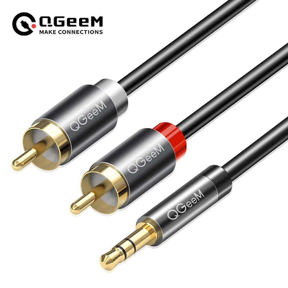 Kabel RCA QGeeM 2RCA ke 3.5mm, - Home Cinema Beamer ulasan dan harga